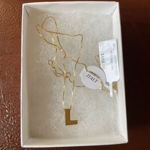Initial 14K Yellow Gold Necklac “ L” 16.5” Length Made in Italy. New with Box!